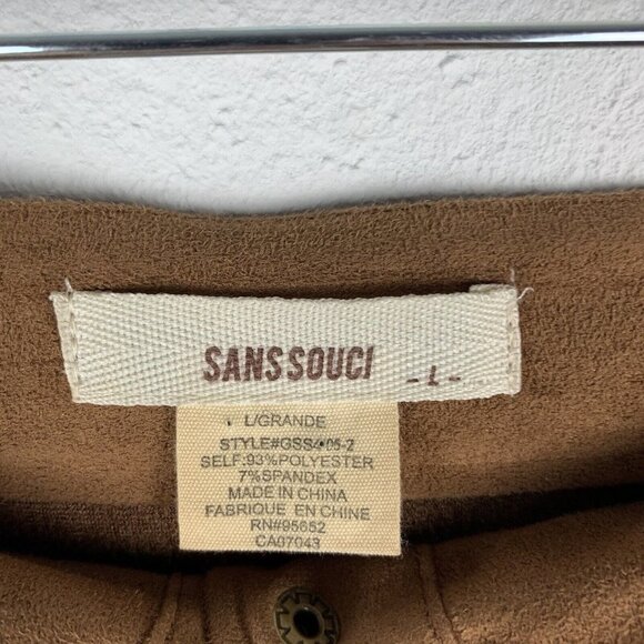 Sans Souci Women's L Faux Suede Camel Tan Button Front A Line Skirt Artsy - Picture 2 of 3